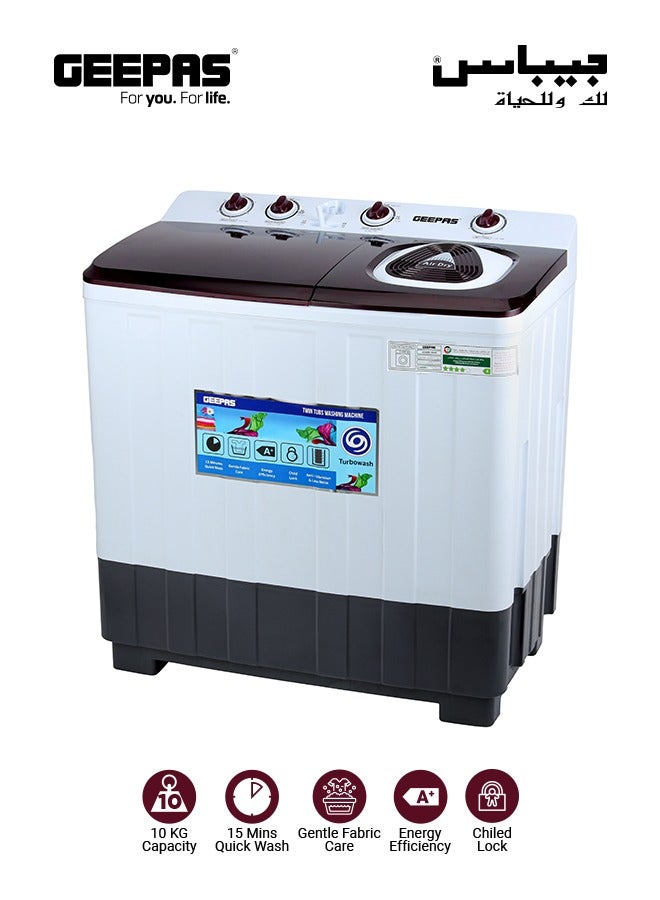 Twin Tub Semi-Automatic Washing Machine Equipped with Strong Pulsator, Air Dry Spinning Function 10 kg 600 W GSWM18048 White/Black/Red - pnsku/N70062051V/45/_/1713155519/f0120856-f323-4f9b-aacf-cb76eb5b1d46