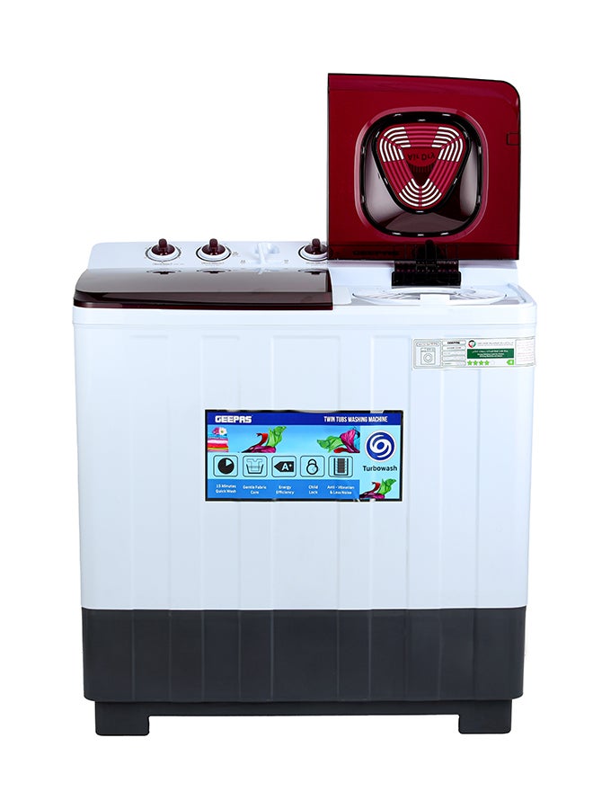 Twin Tub Semi-Automatic Washing Machine Equipped with Strong Pulsator, Air Dry Spinning Function 10 kg 600 W GSWM18048 White/Black/Red - pnsku/N70062051V/45/_/1713180075/c80eedb1-b920-44eb-8386-36df9342a115