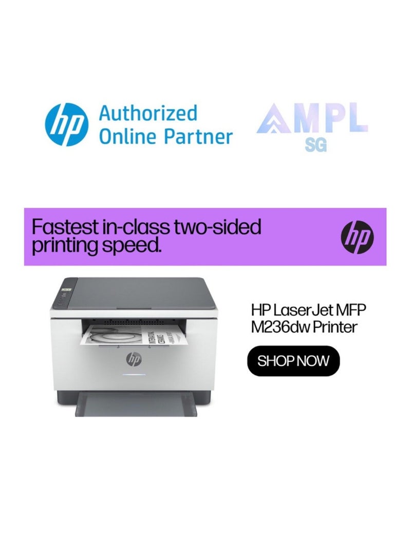 HP M236dw LaserJet MFP Printer/Print, Scan, Copier White  - Image 1
