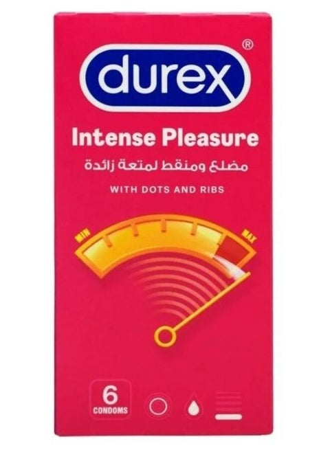 Intense Pleasure Condoms for Men with Dots and Ribs Pack of 6
