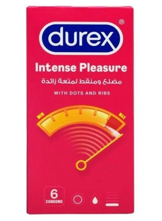 Durex Intense Pleasure Condoms for Men with Dots and Ribs Pack of 6 