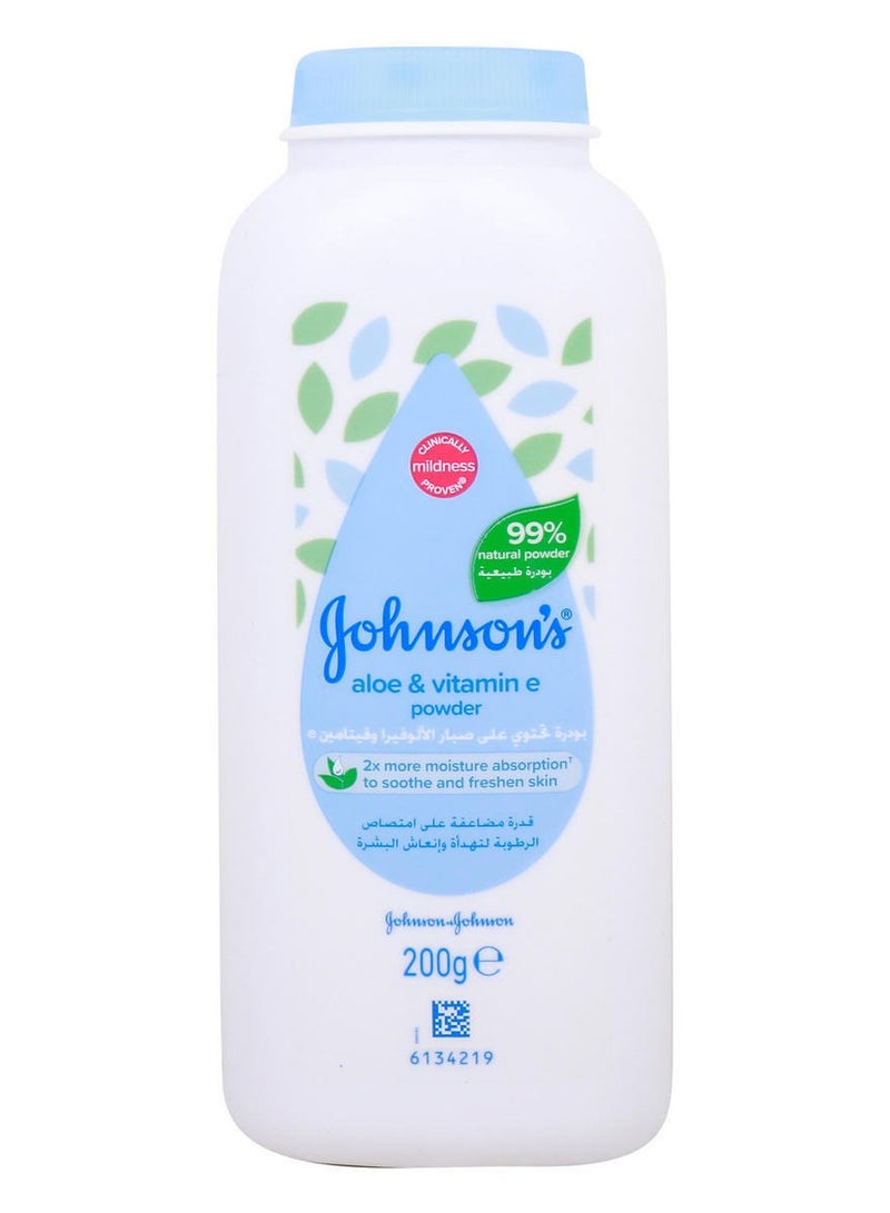 جونسون بودرة الأطفال بالألوة فيرا وفيتامين E 200 جرام - Image 1