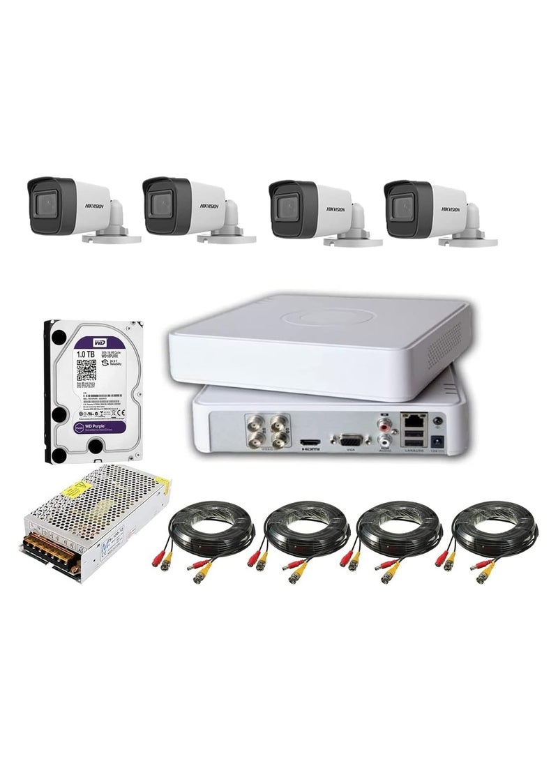 HIKVISION 1 TB 2 Megapixels 4 Surveillance Cameras, DVR, Full HD 1080p  - Image 1