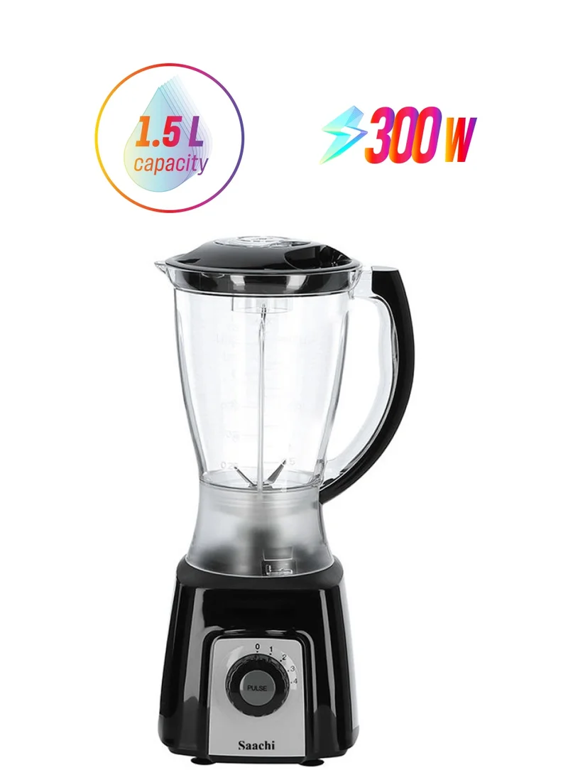 Saachi 2-in-1 Blender/Grinder - Variable Speed Control, High-Capacity Jar, Auto Clean Function 1.5 L 300 W NL-BL-4407 Black