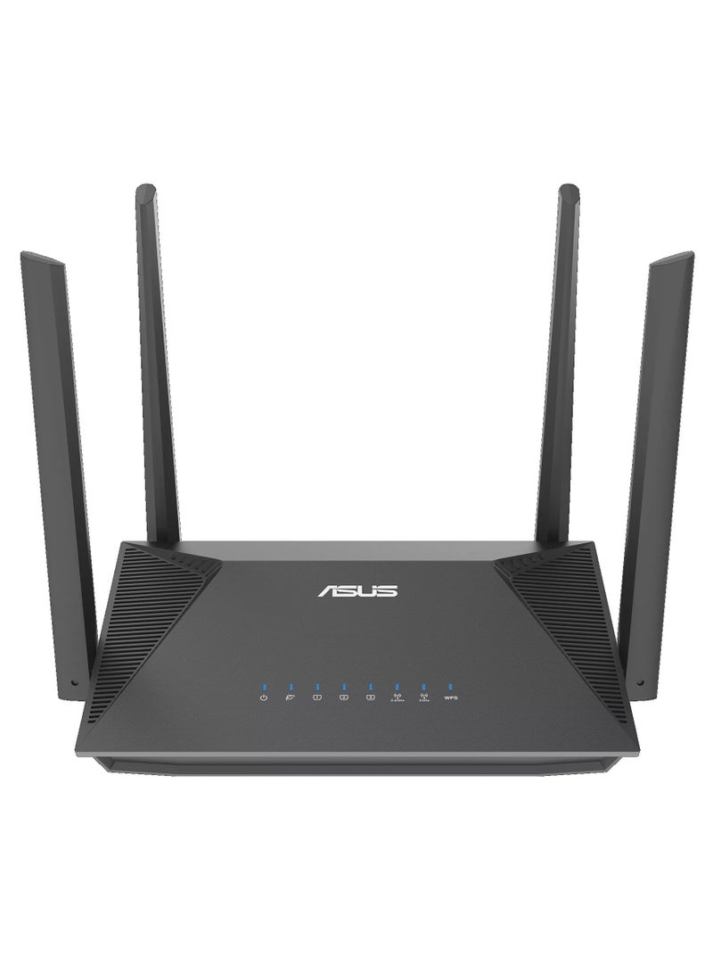 ASUS - RT-AX52 (AX1800) Dual Band WiFi 6 Extendable Router, Instant Guard, Parental Control Scheduling, Built-in VPN, AiMesh Compatible Black - Image 1