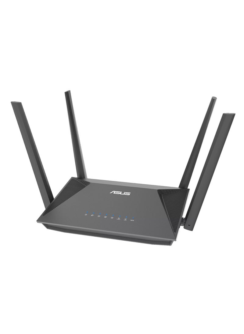 ASUS - RT-AX52 (AX1800) Dual Band WiFi 6 Extendable Router, Instant Guard, Parental Control Scheduling, Built-in VPN, AiMesh Compatible Black - Image 1