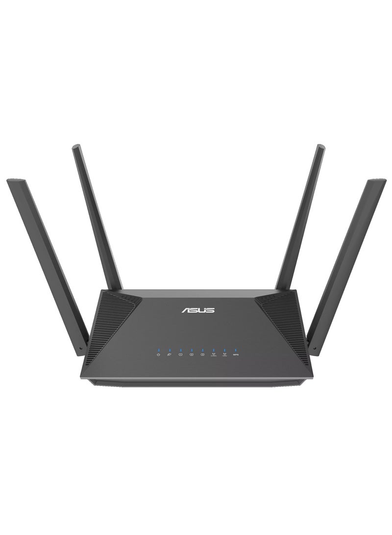 ASUS - RT-AX52 (AX1800) Dual Band WiFi 6 Extendable Router, Instant Guard, Parental Control Scheduling, Built-in VPN, AiMesh Compatible Black - Image 1