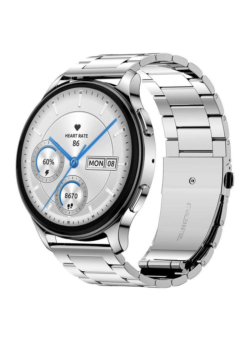 Amazfit - Pop 3R Smart Watch With 1.43" (3.6 Cm) AMOLED Display, BT Calling and AI Voice Assistance. Metallic Silver - Image 1