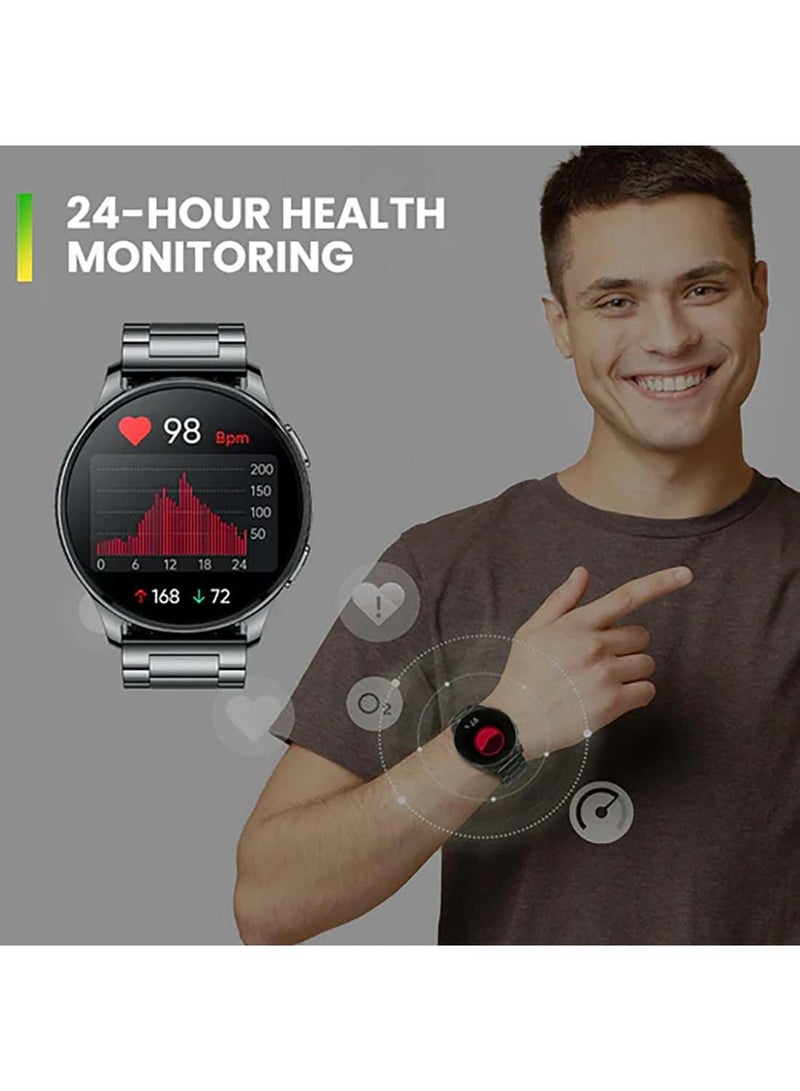 Amazfit - Pop 3R Smart Watch With 1.43" (3.6 Cm) AMOLED Display, BT Calling and AI Voice Assistance. Metallic Silver - Image 1