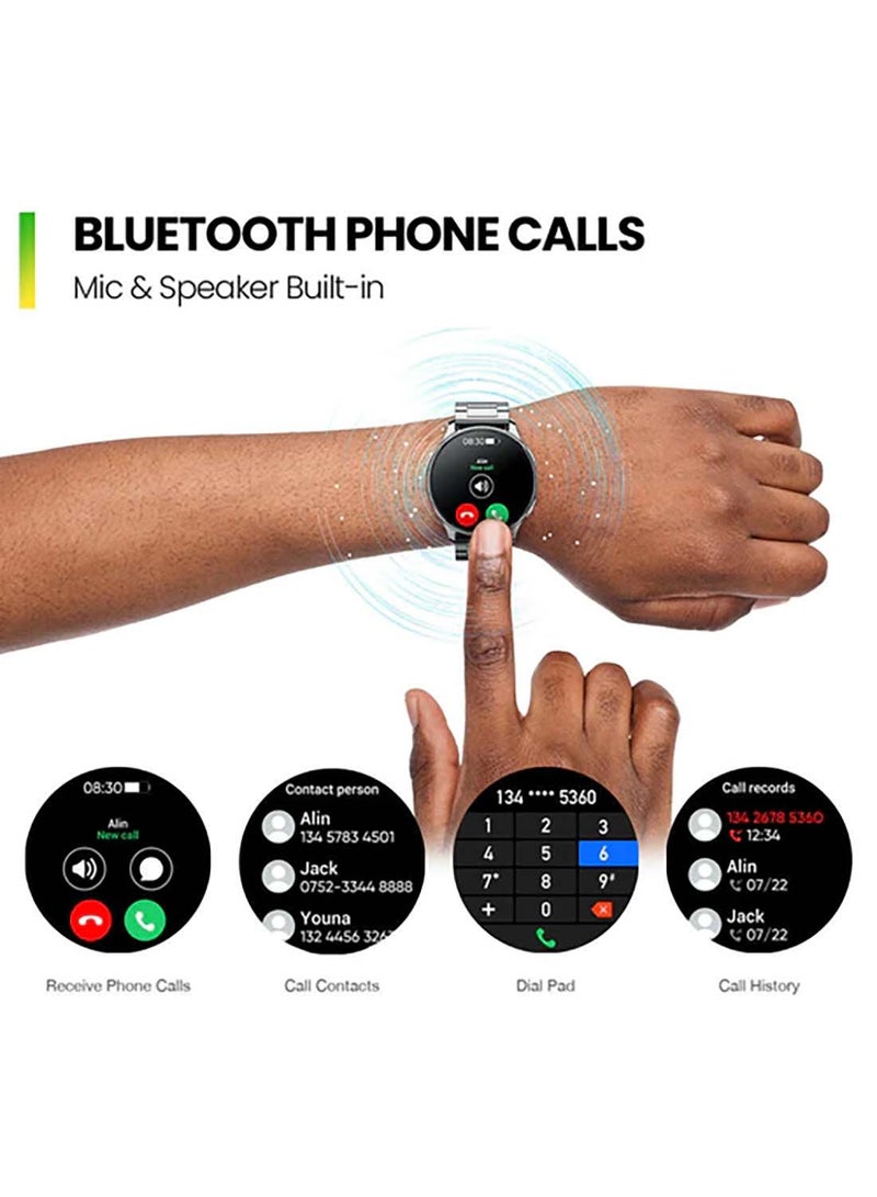 Amazfit - Pop 3R Smart Watch With 1.43" (3.6 Cm) AMOLED Display, BT Calling and AI Voice Assistance. Metallic Silver - Image 1