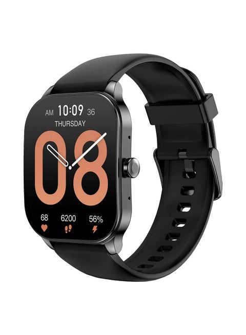 شاشة Pop 3s كبيرة جدًا مقاس 1.96 بوصة HD AMOLED، تصميم منحني ومعدني عصري مع مكالمات هاتفية عبر Bluetooth باللون الأسود