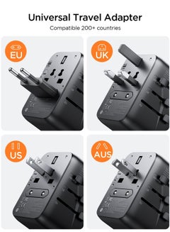 JOYROOM 17W Universal Travel Adapter International Plug Adapter With 3 USB 1 Type C Fast Charging All In One Worldwide Wall Charger UK US AUS EU Black  - Image 2