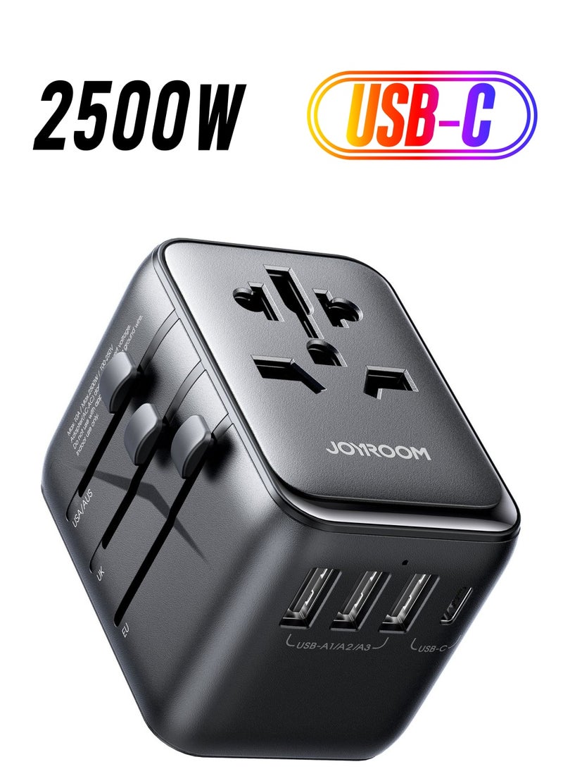 17W Universal Travel Adapter International Plug Adapter With 3 USB 1 Type C Fast Charging All In One Worldwide Wall Charger UK US AUS EU Black - pnsku/N70062252V/45/_/1738266642/bfe30b3f-d3f7-4a53-b3b2-e16f52d11cb0