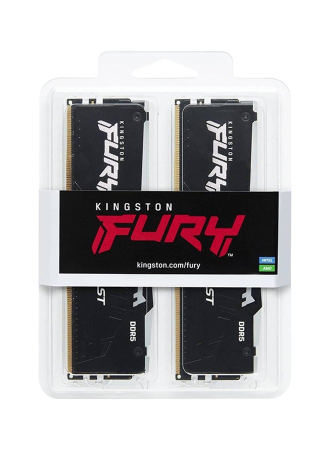 Kingston - Fury Beast 32GB (2x16 GB Kit) DDR5 Desktop Memory, 5200MT/s, CL40 DIMM Cas Latency, Intel XMP 3.0, Infrared Sync Technology, Overclocking Stability, Black KF552C40BBAK2-32 Black - Image 1
