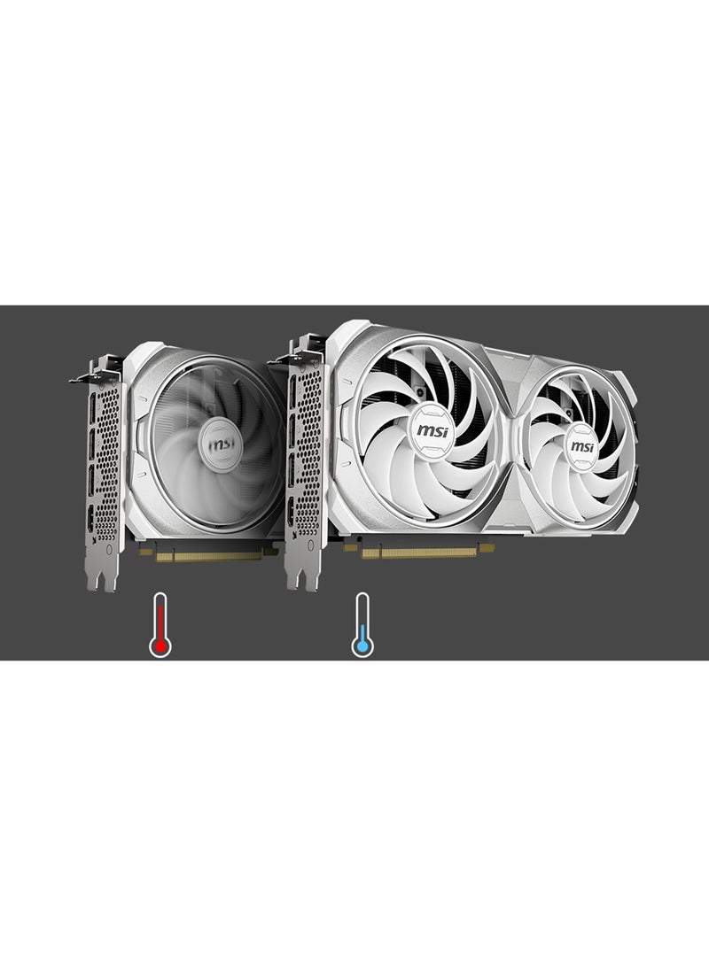 NVIDIA GeForce RTX 4070 Ti SUPER 16G VENTUS 2X WHITE OC Graphic Card, 16GB GDDR6X 256-Bit 21 Gbps, CUDA Cores 8448 Units, 7680 X 4320 MAX Resolution, 2655 MHz Max Clocks, White | 912-V513-629 White