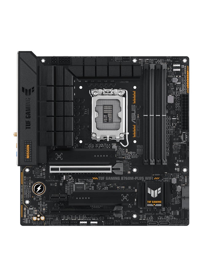 TUF Gaming B760M-PLUS WIFI LGA1700 mATX Motherboard, 4x DDR5 DIMM/192GB Max Memory, Wi-Fi 6/BT 5.2/2.5Gb ETH, PCIe 5.0, 2 x M.2, USB 3.2 Type-C/Thunderbolt, 90MB1ET0-M0EAY0 Black