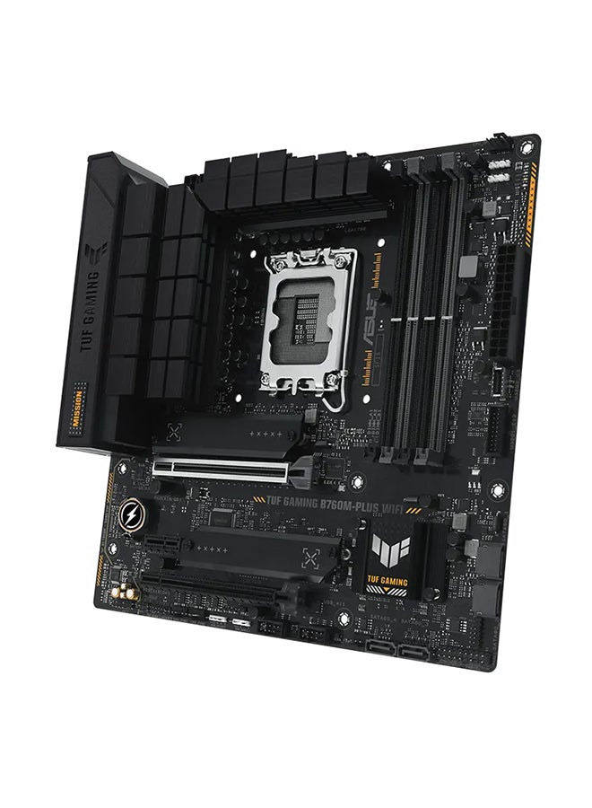 TUF Gaming B760M-PLUS WIFI LGA1700 mATX Motherboard, 4x DDR5 DIMM/192GB Max Memory, Wi-Fi 6/BT 5.2/2.5Gb ETH, PCIe 5.0, 2 x M.2, USB 3.2 Type-C/Thunderbolt, 90MB1ET0-M0EAY0 Black