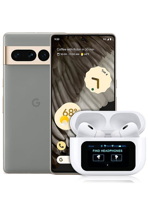 Pods Pro 2 Wireless Bluetooth Headphones Compatible With Google Pixel 7 Pro With Digital Led Display Touch Screen Noise Cancelling With High Sound Quality White