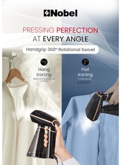Nobel Steam Iron, Stainless Steel Panel, Detachable Water Tank, Steam Brush, 360° Rotational Swivel Handgrip, Pilot Light, Folded Handle, LED Indicator Lights, Auto-shut Off 350 ml 1600 W NSI33 Black  - Image 4