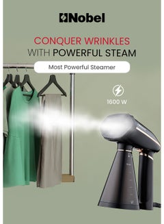 Nobel Steam Iron, Stainless Steel Panel, Detachable Water Tank, Steam Brush, 360° Rotational Swivel Handgrip, Pilot Light, Folded Handle, LED Indicator Lights, Auto-shut Off 350 ml 1600 W NSI33 Black  - Image 3