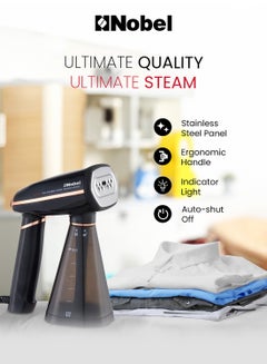 Nobel Steam Iron, Stainless Steel Panel, Detachable Water Tank, Steam Brush, 360° Rotational Swivel Handgrip, Pilot Light, Folded Handle, LED Indicator Lights, Auto-shut Off 350 ml 1600 W NSI33 Black  - Image 2