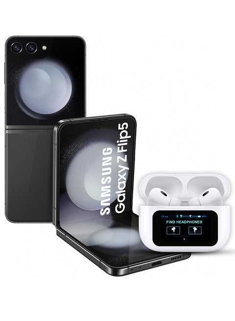 Pods Pro 2 Wireless Bluetooth Headphones Compatible With Samsung Galaxy Z Flip 5 With Digital Led Display Touch Screen Noise Cancelling With High Sound Quality White