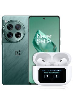 Pods Pro 2 Wireless Bluetooth Headphones Compatible With OnePlus 12 With Digital Led Display Touch Screen Noise Cancelling With High Sound Quality White