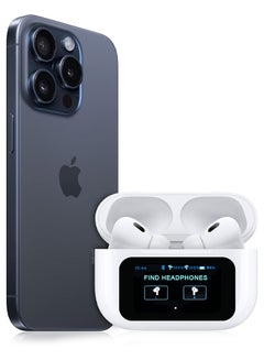 MARGOUN Pods Pro 2 Wireless Bluetooth Headphones Compatible With iPhone 15 Pro With Digital Led Display Touch Screen Noise Cancelling With High Sound Quality White  - Image 1