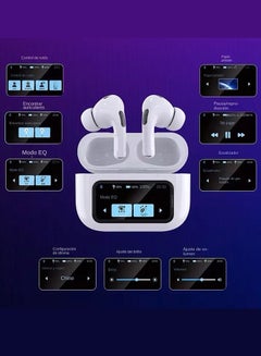 MARGOUN Pods Pro 2 Wireless Bluetooth Headphones Compatible With iPhone 15 Pro With Digital Led Display Touch Screen Noise Cancelling With High Sound Quality White  - Image 4
