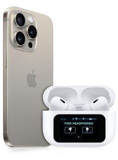MARGOUN Pods Pro 2 Wireless Bluetooth Headphones Compatiable With iPhone 15 Pro Max With Digital Led Display Touch Screen Noise Cancelling With High Sound Quality White  - Image 1