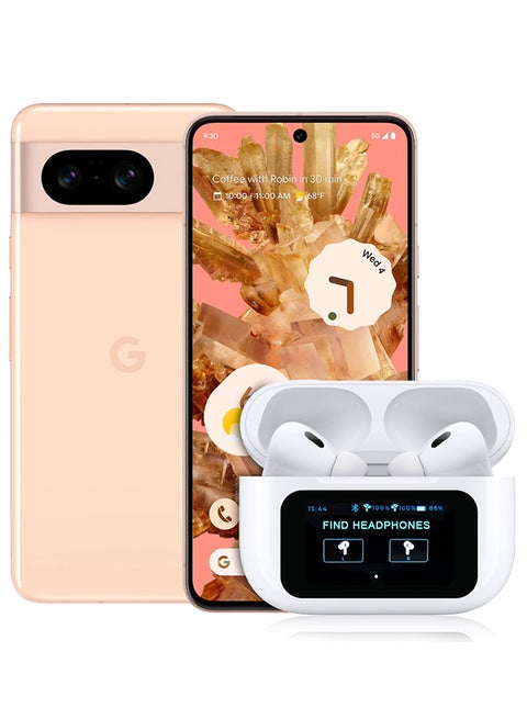 Pods Pro 2 Wireless Bluetooth Headphones Compatiable With Google Pixel 8 With Digital Led Display Touch Screen Noise Cancelling With High Sound Quality White