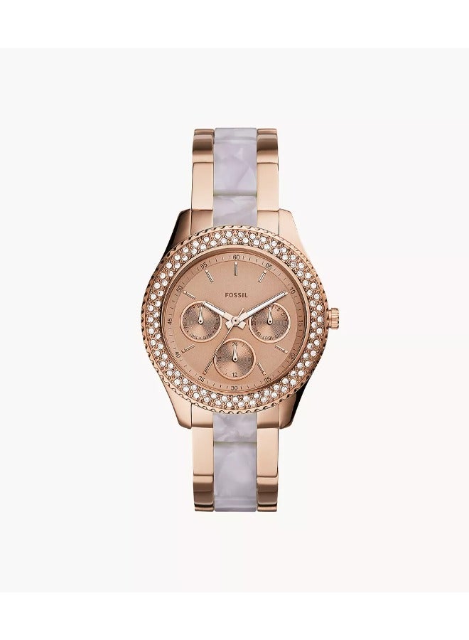 FOSSIL Women's Stella Multifunction Two-Tone Stainless Steel And Acetate Watch ES4755 - 38mm - Image 1