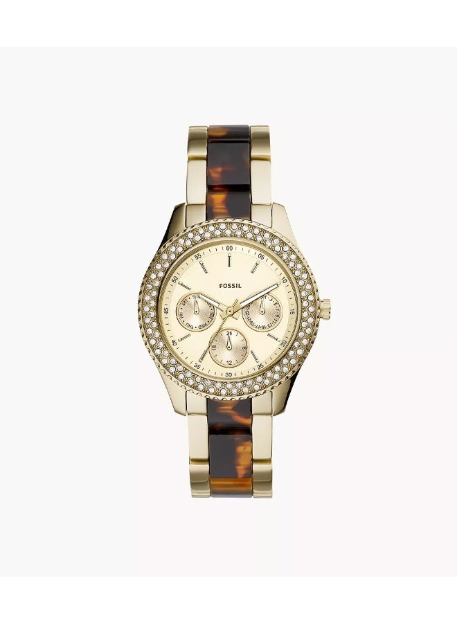 FOSSIL Women's Stella Multifunction Two-Tone Stainless Steel And Acetate Watch ES4756 - 38mm - Image 1