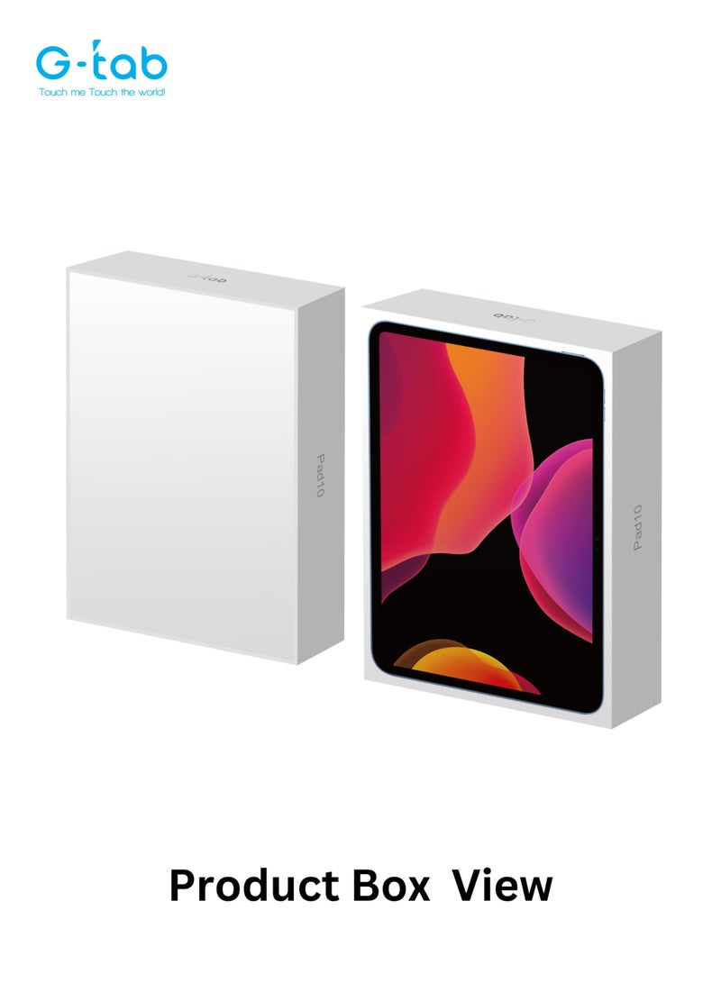 جي تاب - PAD 10 Tablet 10.1 بوصة IPS عرض 800x1280 دقة Android 14 رباعي النواة 2.0 جيجا هرتز 6580 مللي أمبير 5G واي فاي 4 جيجا رام قابلة للتوسيع حتى 4 جيجا بايت 128 جيجا بايت روم 5 ميجا بيكسل أمامي + 8 ميجا بيكسل كاميرا خلفية قلم لمس بالداخل - Image 1