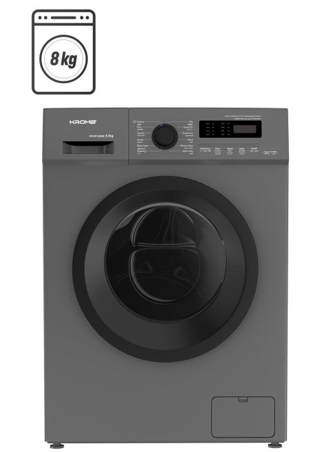 8KG Front Load Washing Machine, BLDC Inverter Motor, 1400 RPM, 15 Programs, Fully Automatic With Lunar Dial, 5 Star Energy Rating, LED Display, Multiple Temperature 1 Year Warranty 8 kg KR-WFL80SSI Titanium