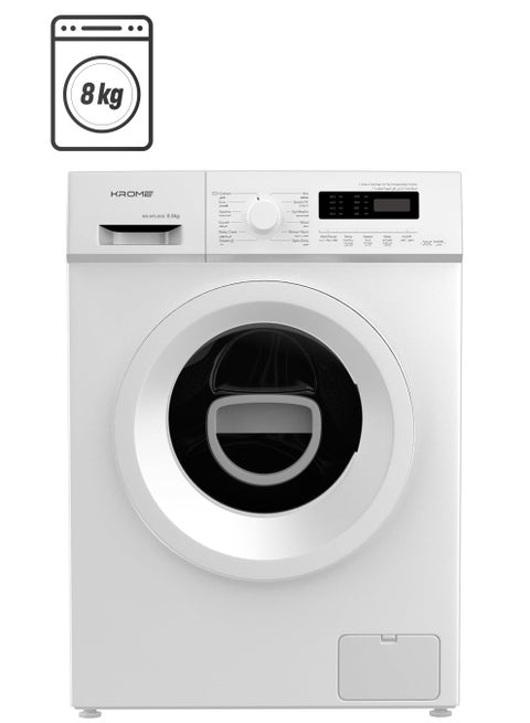 8KG Front Load Washing Machine, BLDC Inverter Motor, 1400 RPM, 15 Programs, Fully Automatic With Lunar Dial, 5 Star Energy Rating, LED Display, Multiple Temperature, 1 Year Warranty 8 kg KR-WFL80SI White
