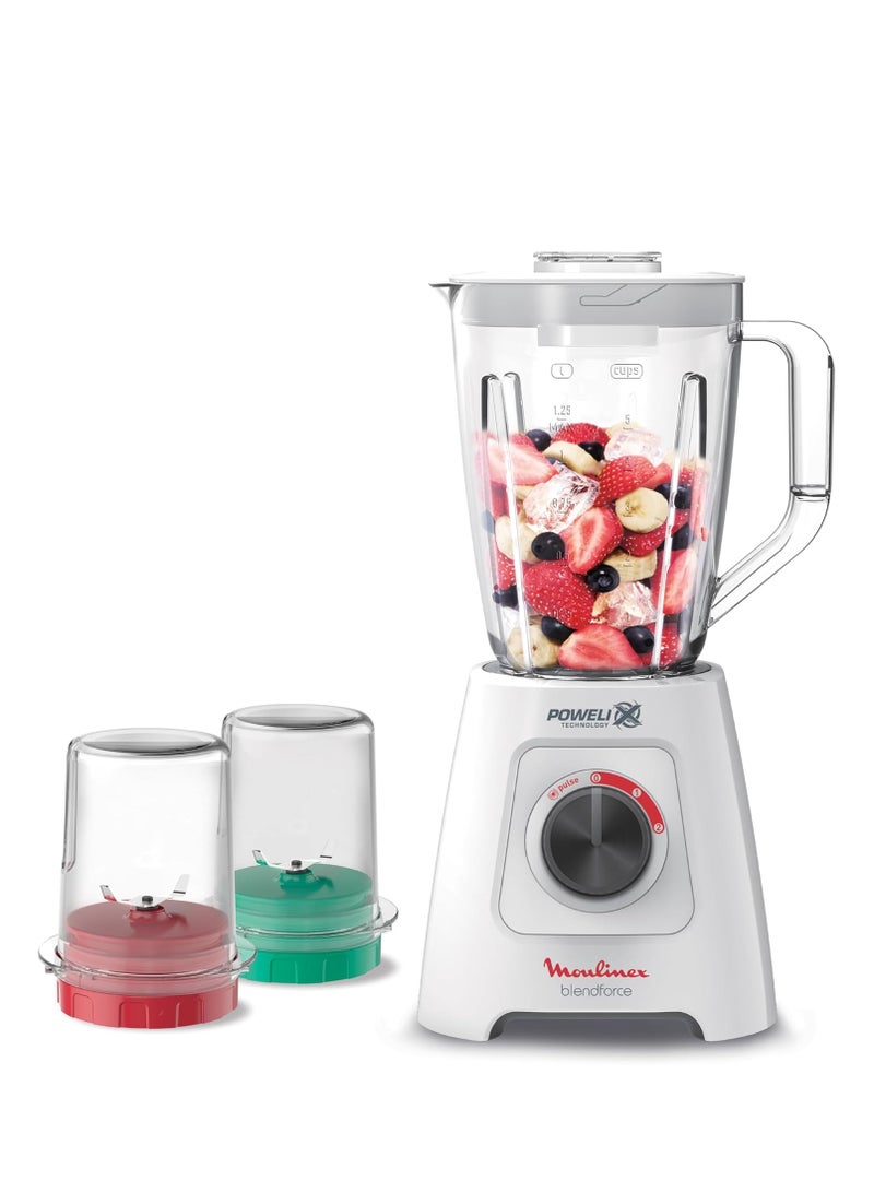 Moulinex Blendforce Blender, 800 Watt, 2 Liter, Grinder and Grater - 2 L 800 W LM4231EG White  - Image 1