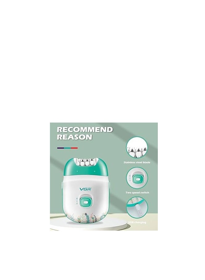 VGR - V-726 Compact Professional Cordless Women Epilator For Different Body Areas For Gentle Hair Removal At Home Wet & Dry Use 60 Minutes Runtime - Image 1
