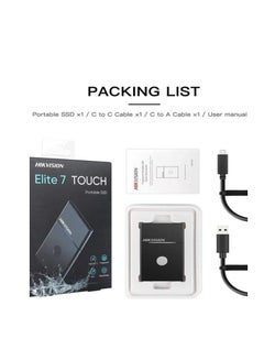 HIKVISION External Portable NVME SSD,USB 3.2 Gen.2 - Up to 1060MB/s, Water and Dust-Resistant ,Solid State Drive - HIKVISION Elite 7 Touch Portable SSD Night Black 500 GB  - Image 2
