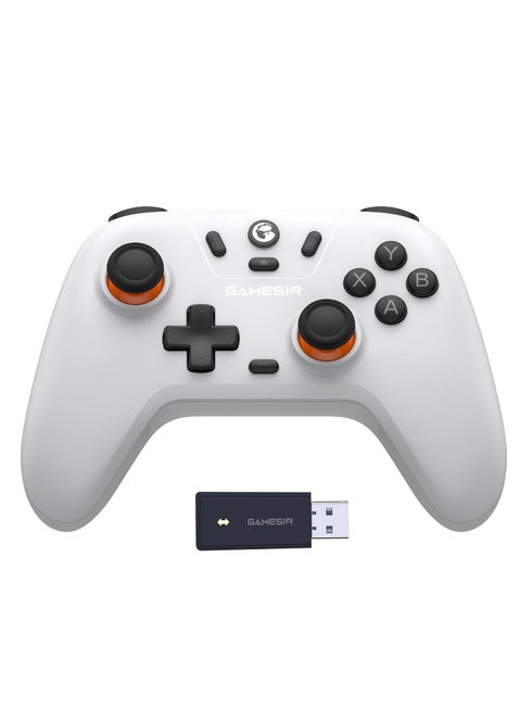 وحدة تحكم لاسلكية GameSir Nova Lite 2.4g لأجهزة الكمبيوتر التي تعمل بنظام Windows، وiPhone، وAndroid، وSwitch &amp; Steam Deck، ولوحة تحكم بلوتوث مع مشغل تأثير Hall، وTurbo، واهتزاز Rumble (Nova Lite (أبيض))