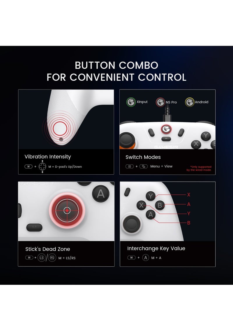 جيم سير - وحدة تحكم لاسلكية GameSir Nova Lite 2.4g لأجهزة الكمبيوتر التي تعمل بنظام Windows، وiPhone، وAndroid، وSwitch &amp; Steam Deck، ولوحة تحكم بلوتوث مع مشغل تأثير Hall، وTurbo، واهتزاز Rumble (Nova Lite (أبيض)) - Image 1