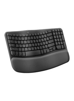 Wave Keys Wireless Ergonomic Keyboard with Cushioned Palm Rest, Comfortable Natural Typing, Easy-Switch, Bluetooth, Logi Bolt Receiver, for Multi-OS, Windows/Mac, AR Layout - Graphite (Pc) Graphite