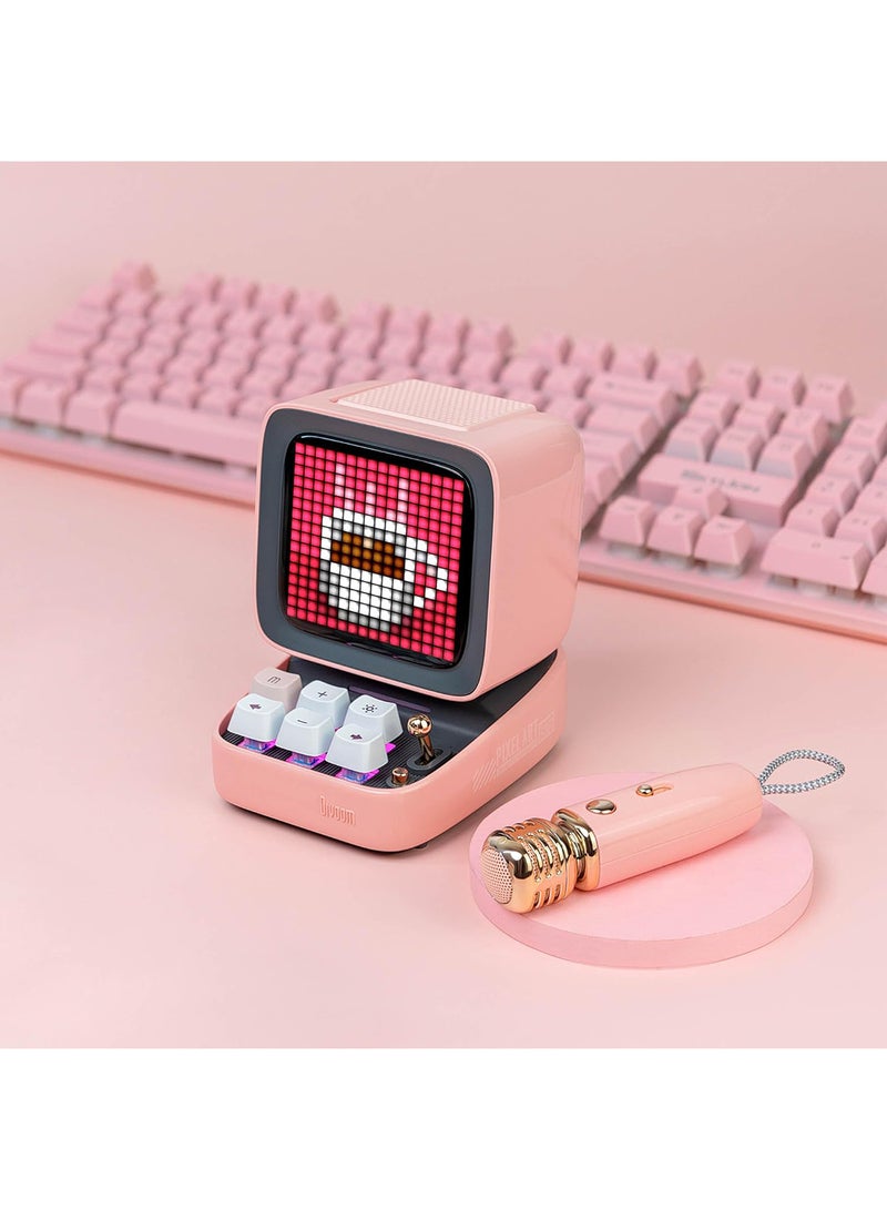 Divoom - Divoom Ditoo-Mic Retro Pixel Art Game Bluetooth Speaker Microphone Karaoke Function Pink - Image 1