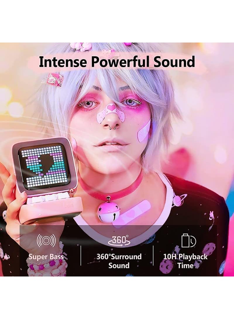 ديفوم مكبر صوت بلوتوث Divoom Ditoo Plus Retro Pixel Art Game - وردي - Image 4