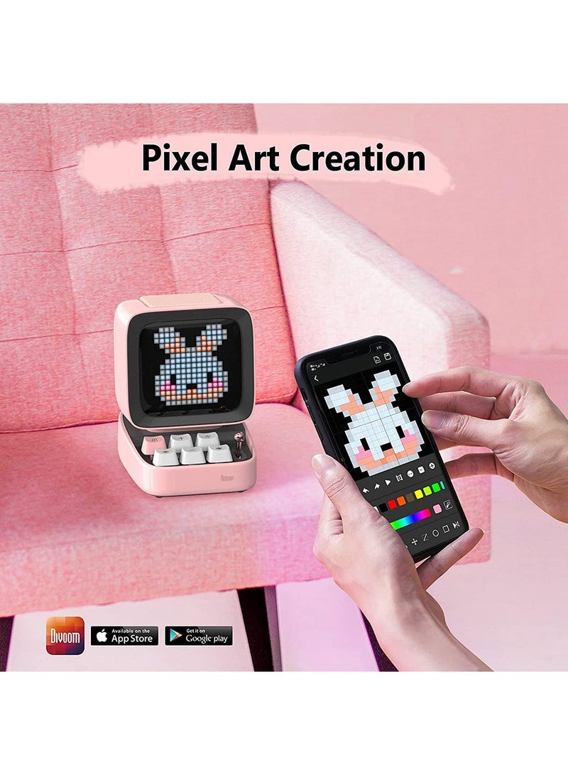 ديفوم مكبر صوت بلوتوث Divoom Ditoo Plus Retro Pixel Art Game - وردي - Image 5