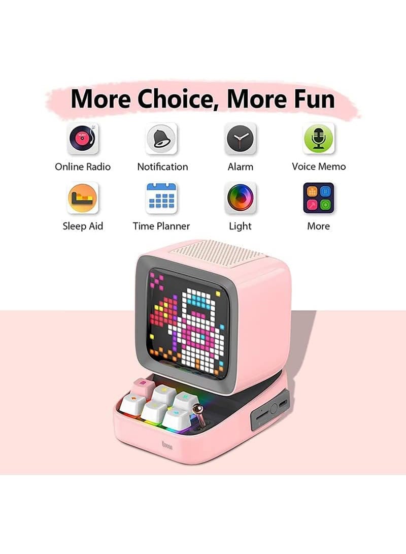 ديفوم مكبر صوت بلوتوث Divoom Ditoo Plus Retro Pixel Art Game - وردي - Image 3