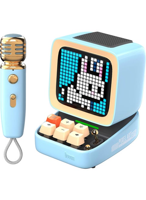 Divoom Ditoo-Mic Retro Pixel Art Game Bluetooth Speaker Microphone Karaoke Function Blue
