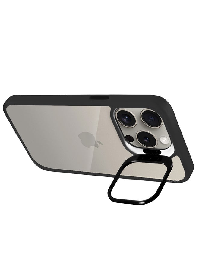 MARGOUN - iPhone 15 Pro Case Cover And Lens Protector Built-In Camera Stand And Compatible With Magsafe Full Body Shockproof Case Clear Black - Image 1