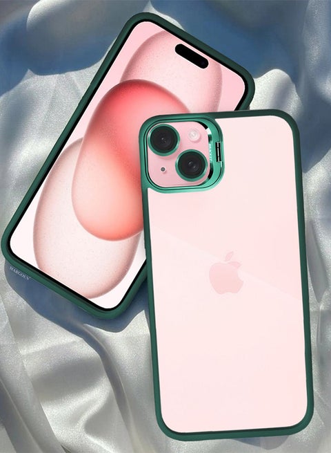 Iphone 15 Plus Case Cover And Lens Protector Built-In Camera Stand And Compatible With Magsafe Full Body Shockproof Case Clear Green Green