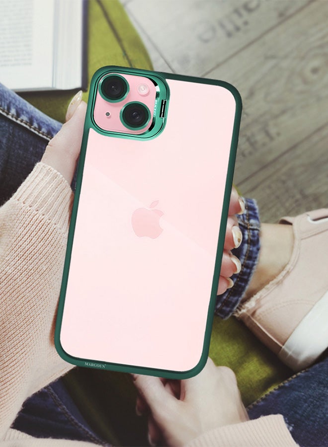 MARGOUN - Iphone 15 Plus Case Cover And Lens Protector Built-In Camera Stand And Compatible With Magsafe Full Body Shockproof Case Clear Green Green - Image 1